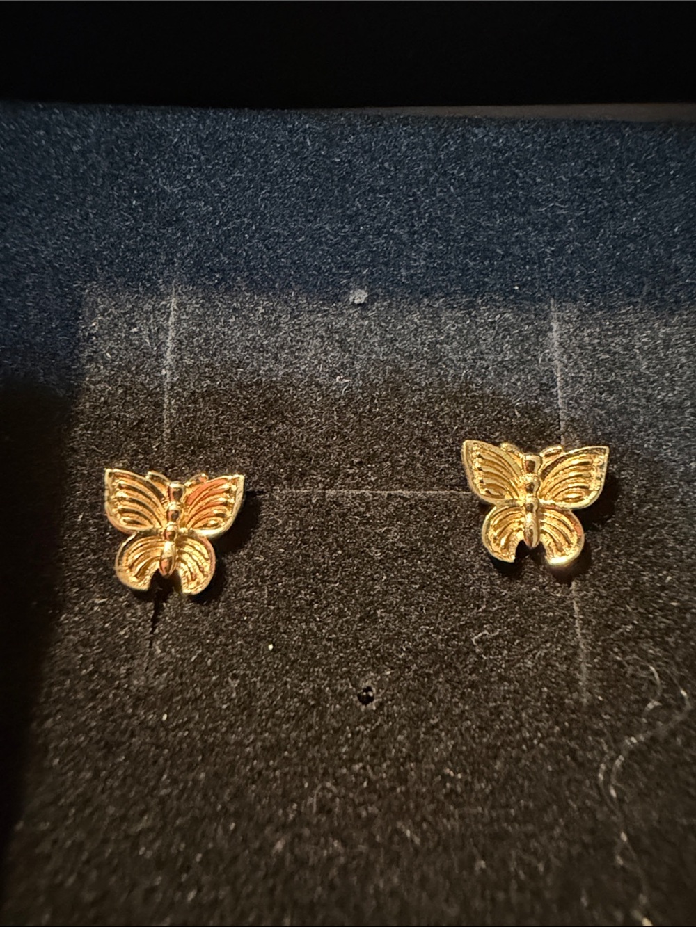 18K Gold Butterfly Stud Earrings for Women